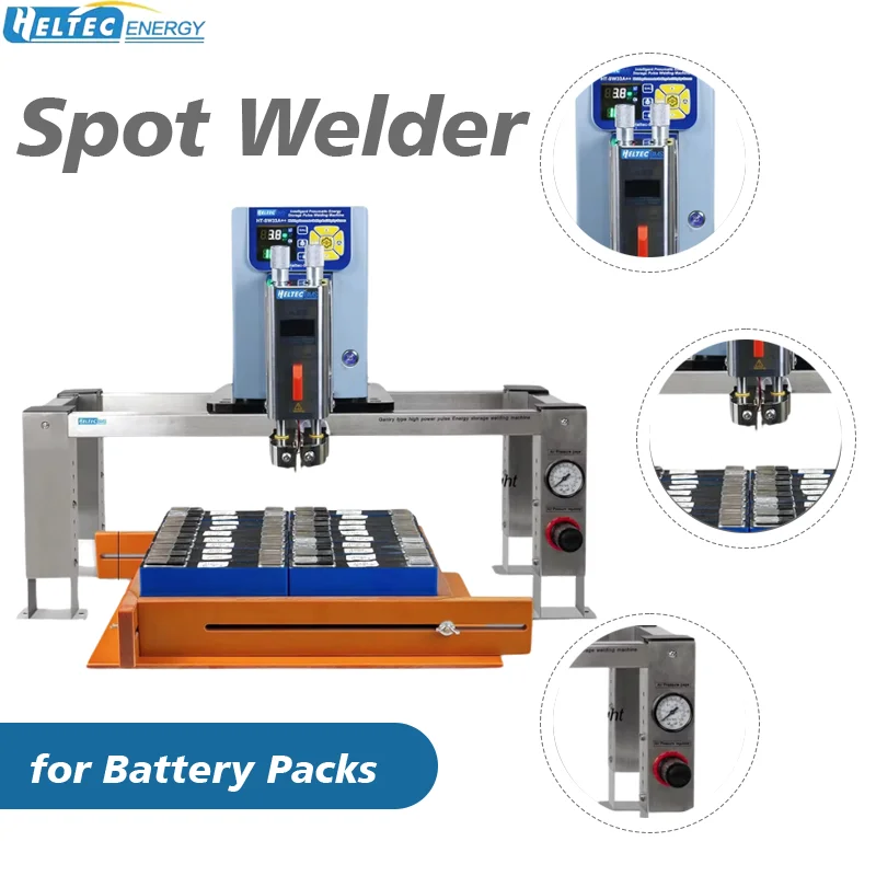 

Heltec 42KW 7000A Lithium Battery Spot Welder with Pneumatic Press & Air Compressor High Power Welding Machine for Battery Packs
