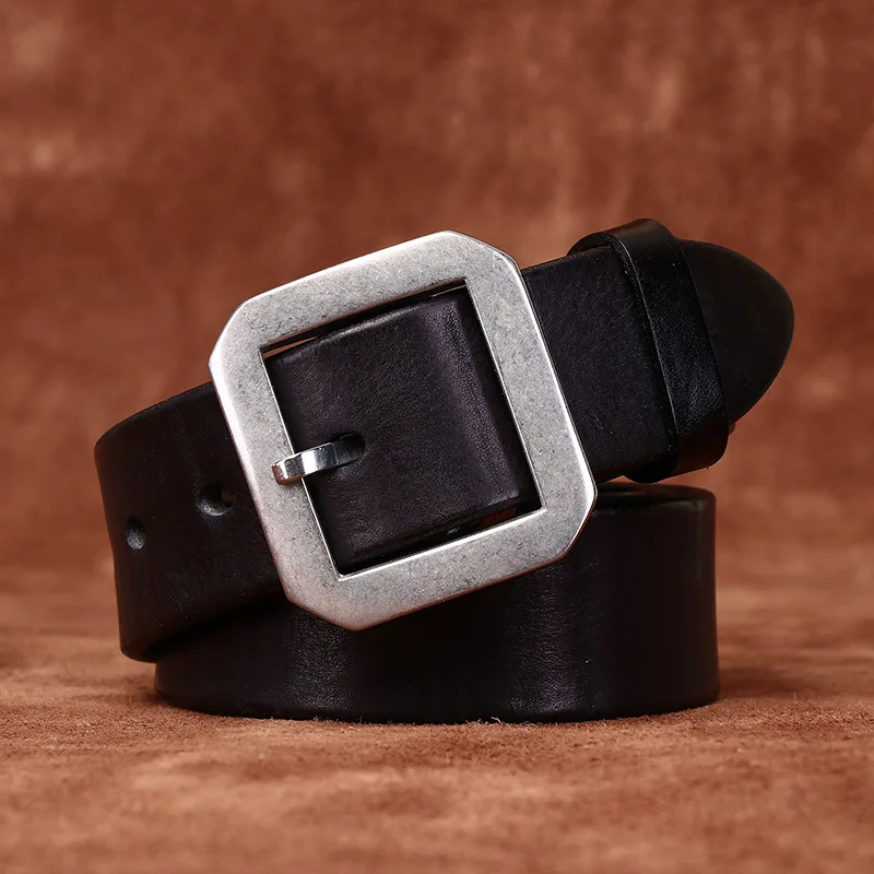 

3,8 см новый мужской толстый верхний слой из воловьей кожи, мужской ремень с пряжкой из нержавеющей стали, повседневные универсальные джинсовые ремни с ремешком