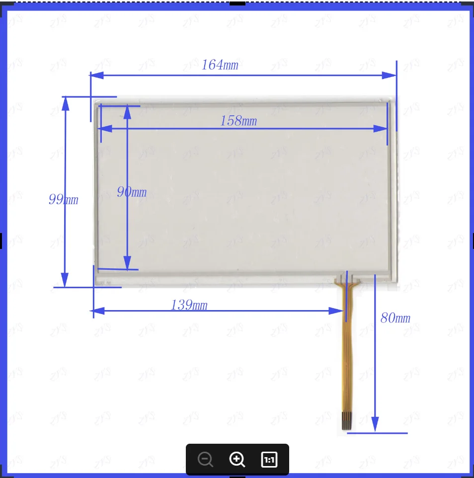 

ZhiYuSun 7153 164*99mm Contact point up 7inch Touch sensor glass Resistance screen for Car screen glass