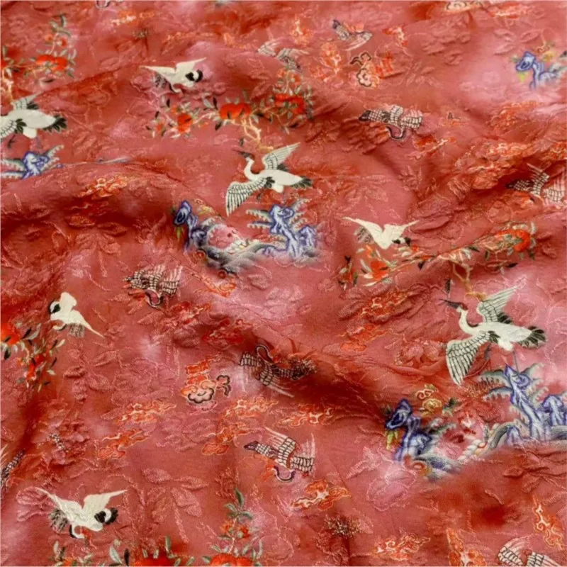 Bubble printed fabric three-dimensional small floral pattern Chinese cheongsam cotton and linen dress clothing shirt thin