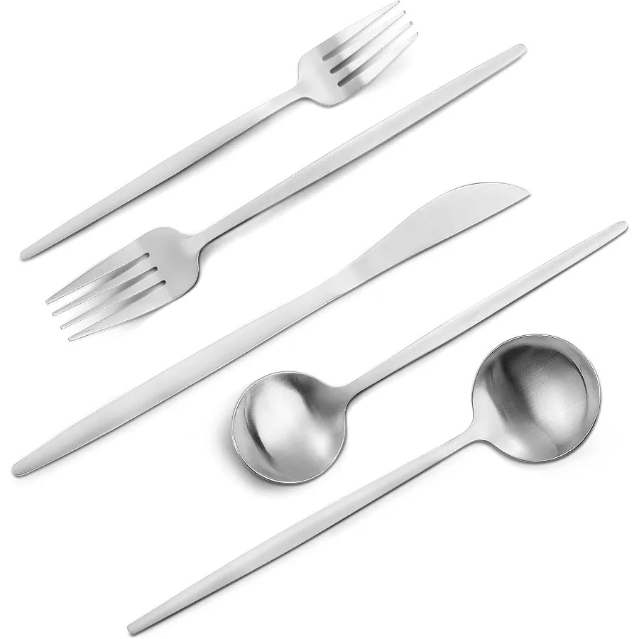 

Матовый набор столовых приборов из нержавеющей стали, 60 предметов, набор столовых приборов из нержавеющей стали, атласная отделка, набор столовых приборов, сервиз для 12 дома и ресторана