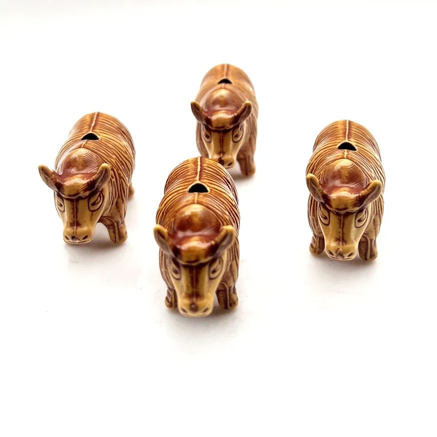 4pcs Elephant/horse/cow/camel imitation wood carving acrylic beads suitable for jewelry bracelet charms gift decorative beads