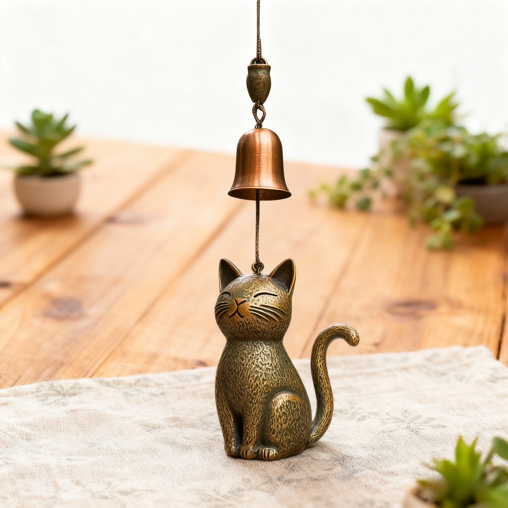 

Vintage Brass Cat Wind Chime Door Decor for Outdoor Hanging Ornament for Garden Patio Home Porch