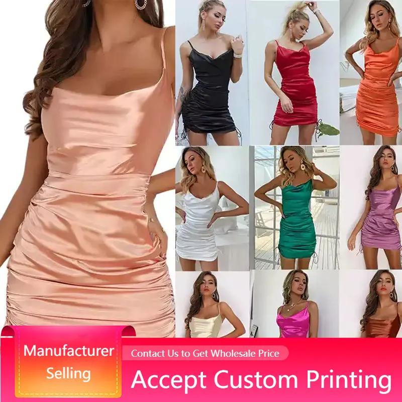 

Summer Dresses Women Sexy V-neck Bodycan Dress High-waist Slim-fit Hip-lifting Skirt Suspenders Pleated Corded Dresses