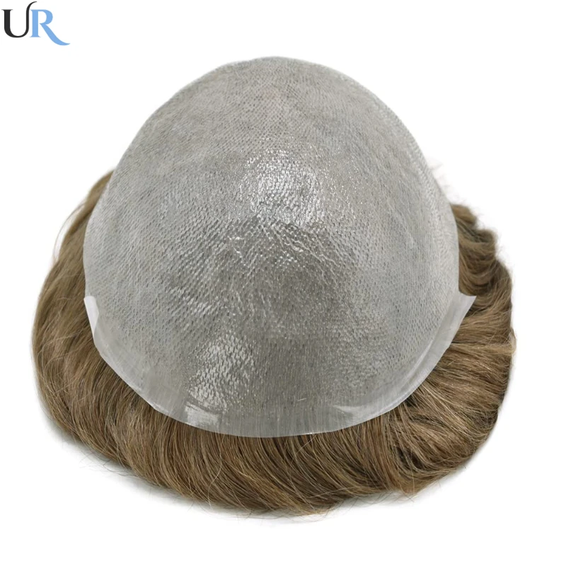 Men Toupee Hair System Human Hair Replacement For Men 0.04mm Ultra Thin Skin 90%-100% Density Toupee For Men V-looped Hair Piece