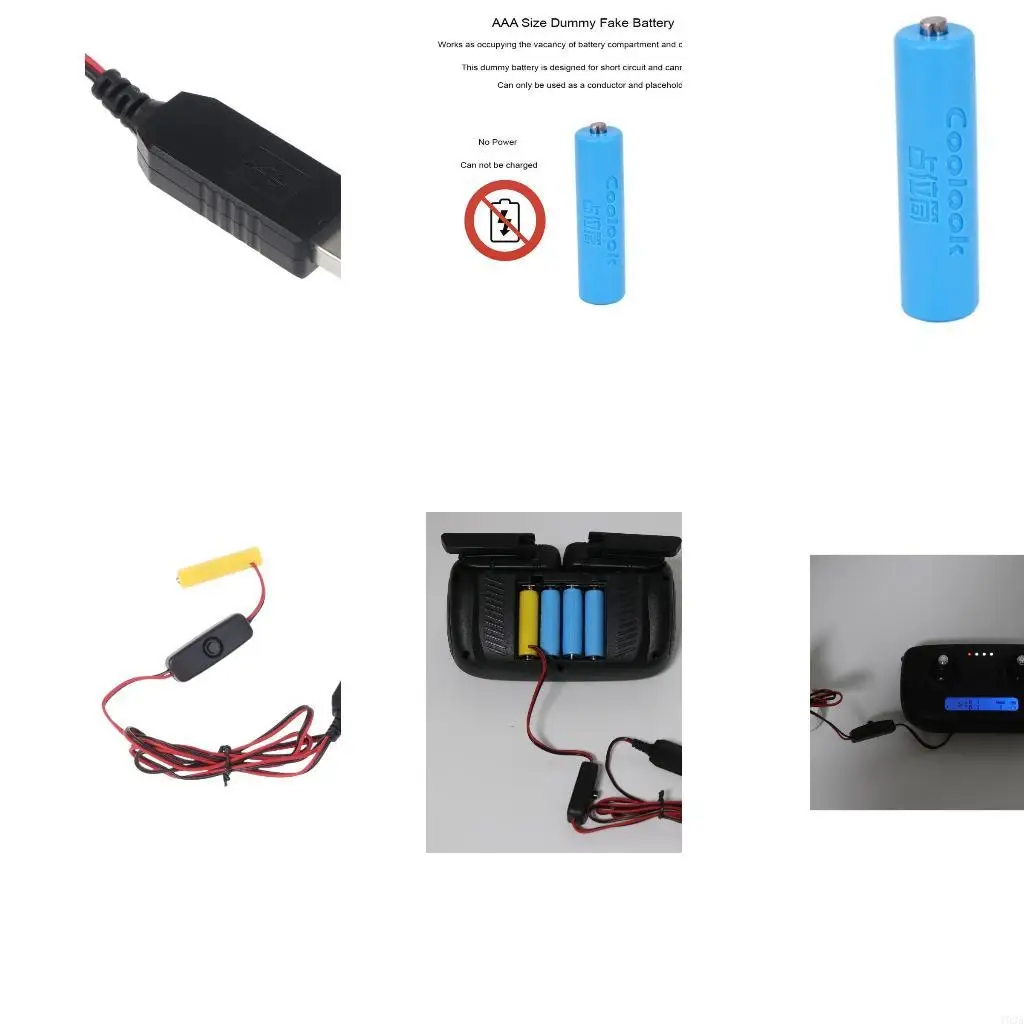 

193A 6V AAA Battery USB Power Supply Replace 4pcs AAA Batteries for Clock Holiday Lights Fan LED with Switch