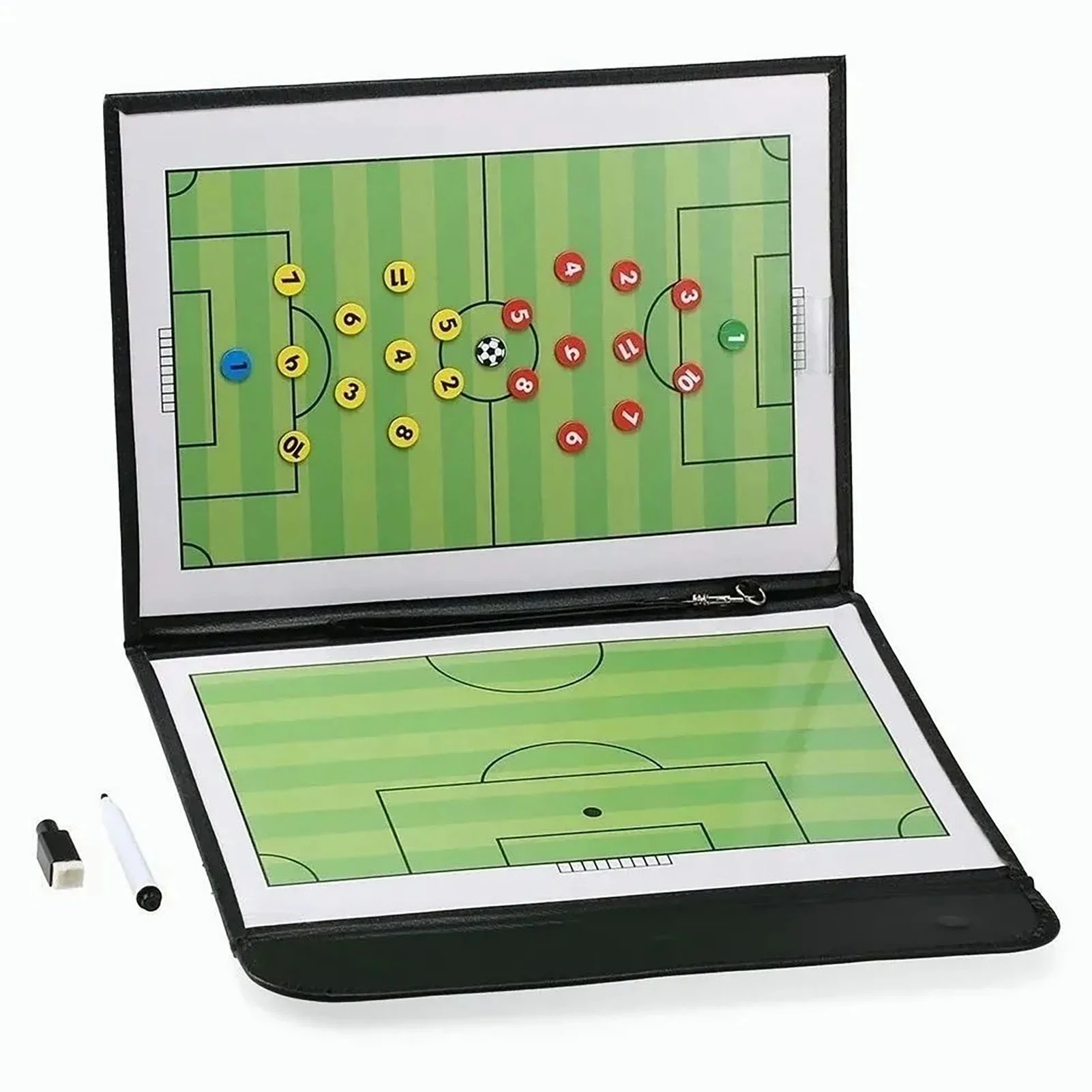 

Soccer Coaching Board Foldable Double Sides Magnetic Football Soccer Strategy Clipboard With Pen Number Card