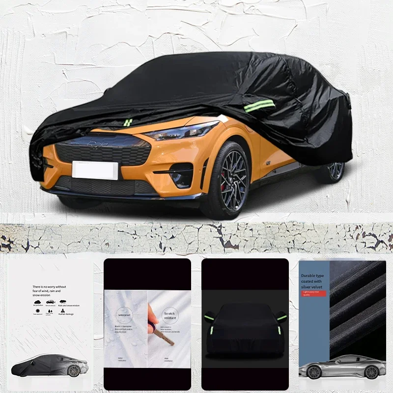 

For Ford Mustang Mach-E fit Outdoor Protection Full Car Covers Snow Cover Sunshade Waterproof Dustproof Exterior Car cover Black