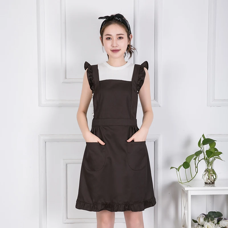 Korean Fashion Lace Kitchen Aprons For Woman Beauty Manicurist Florist Store Home Coffee Bib Average Princess Cleaning Apron