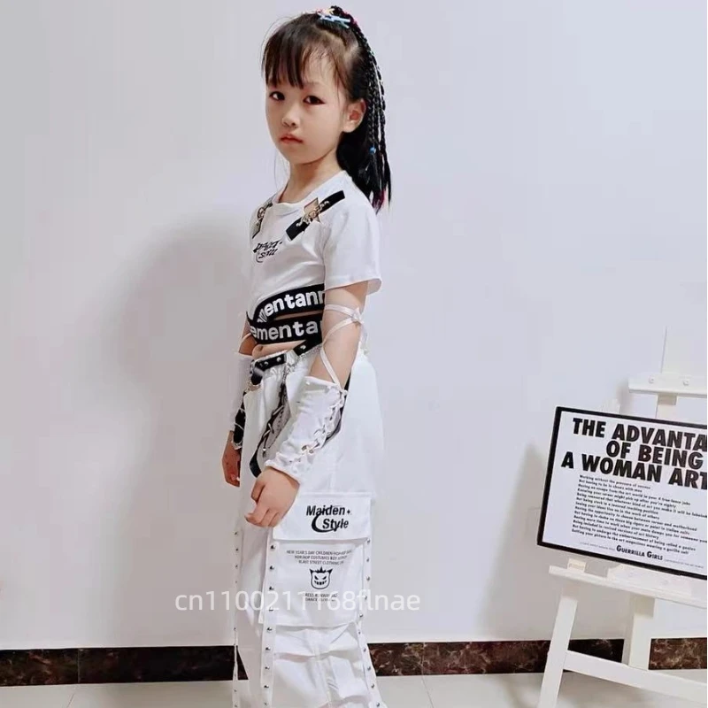 子供用ストリートダンス、ジャズダンス衣装、子供用ヒップホップセット、ガールズグループモデル、Tステージファッションショー衣装