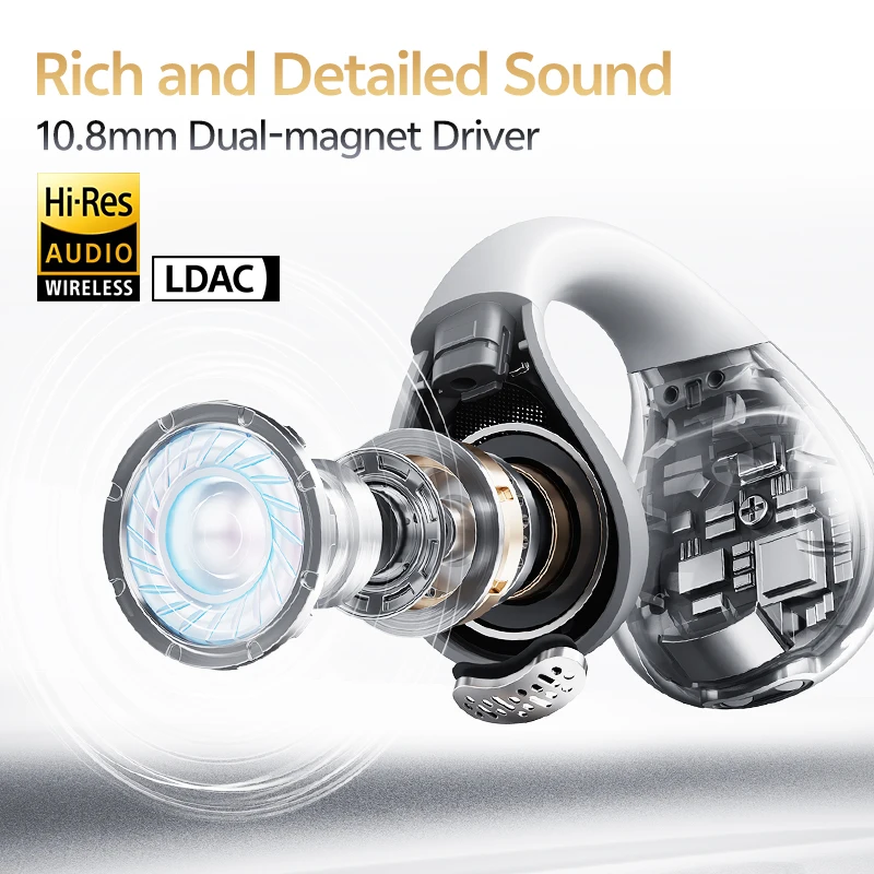 QCY Crossky C30S سماعات أذن لاسلكية مفتوحة عالية الدقة مع مشبك أذن LDAC سماعات أذن بلوتوث 6.0 مشبك على سماعات الرأس الرياضية OWS 40 ساعة