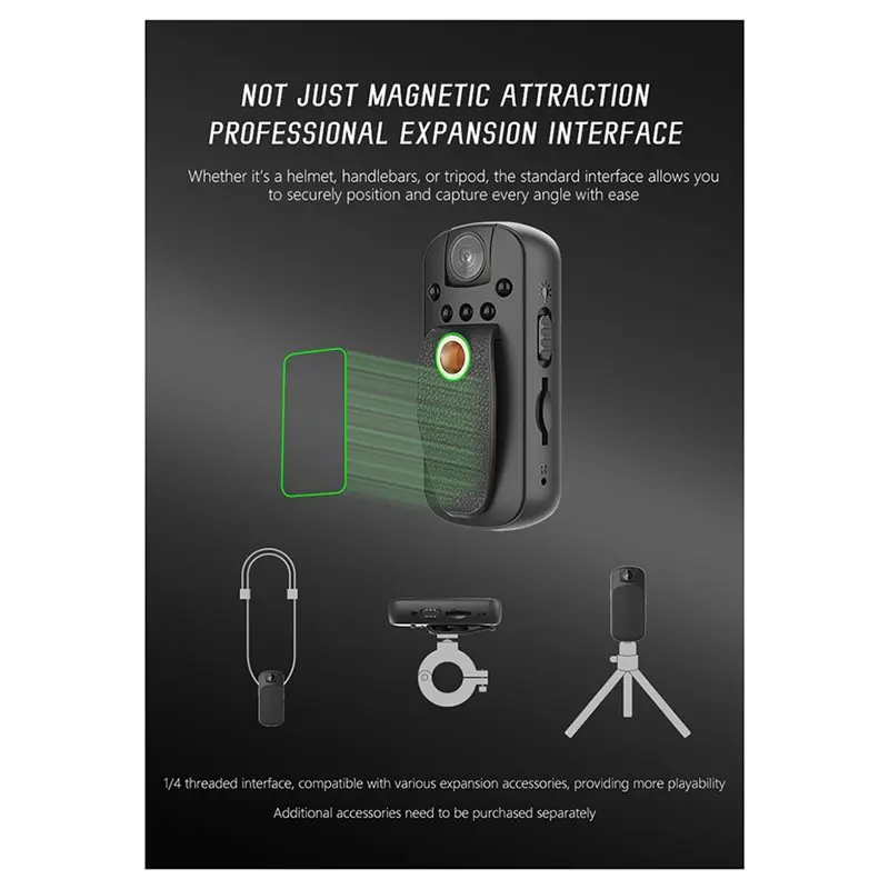 LXYB18B Thumb Action Camera Video Recorder 1080P Portable DV With Magnetic Back Clip Night Vision Surveillance Functionality