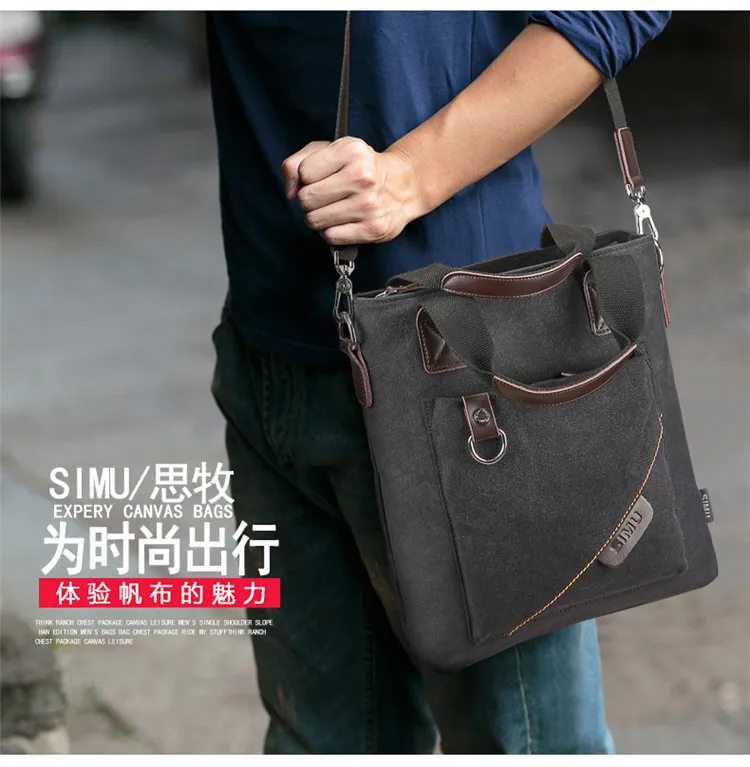 High Quality Men's Shoulder Bag Travel Crossbody bags Vintage Tote man Laptop Messenger Bags canvas male Handbags bolsas сумка view 5