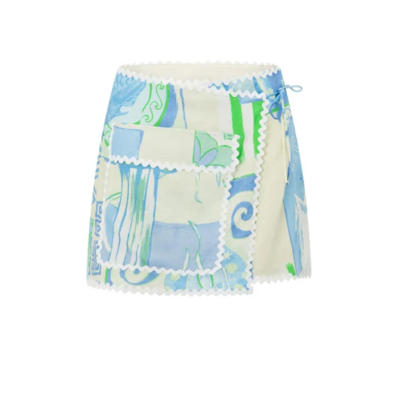 مجموعة أزياء جديدة عصرية متعددة الاستخدامات من الدانتيل المطبوع بأكمام قصيرة لربيع وصيف 2026 على الطراز الأوروبي الأمريكي ملابس نسائية