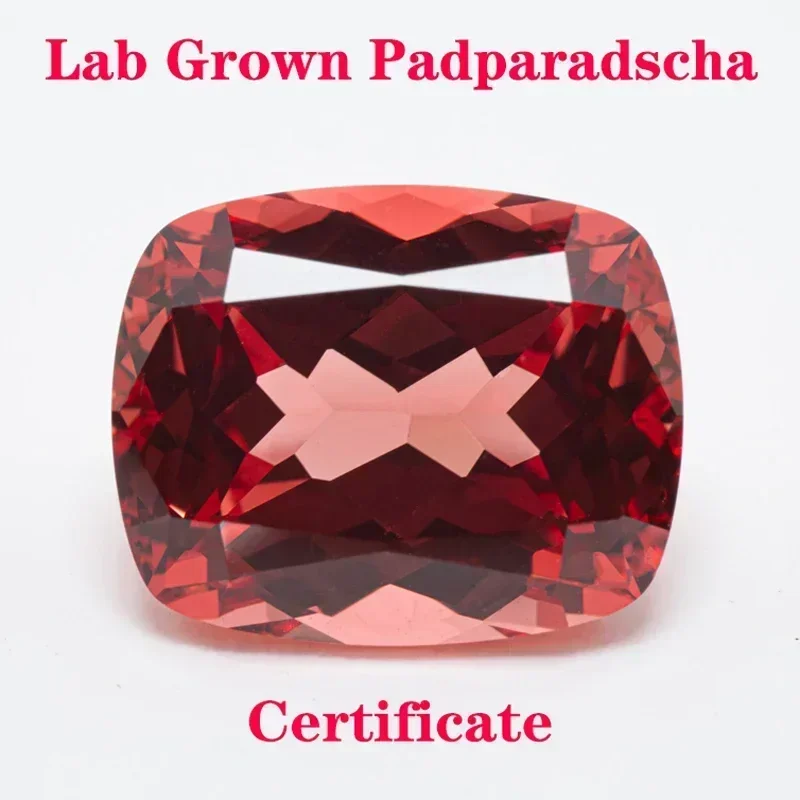 

Lab Grown Padparadscha Rectangular Cushion Shape Fire Lotus Flower VVS1 Selectable AGL Certificate Charms DIY for Jewel Making