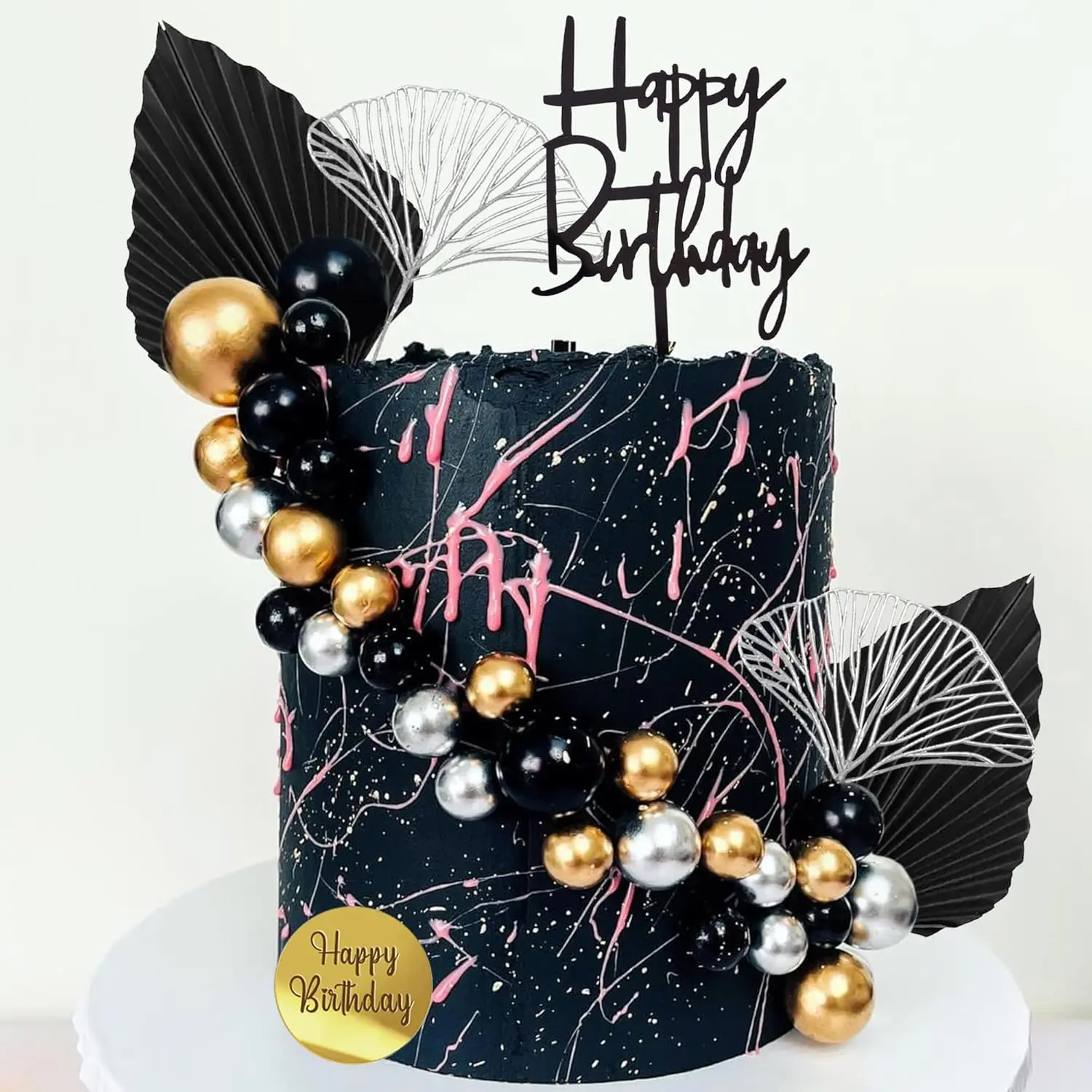 Blaue weiße goldene Kugeln Kuchendeckel Kugeln Geburtstagstorte Dekorationen für Geburtstag Boho Hochzeit Babyparty Partydekorationen – Detail 12
