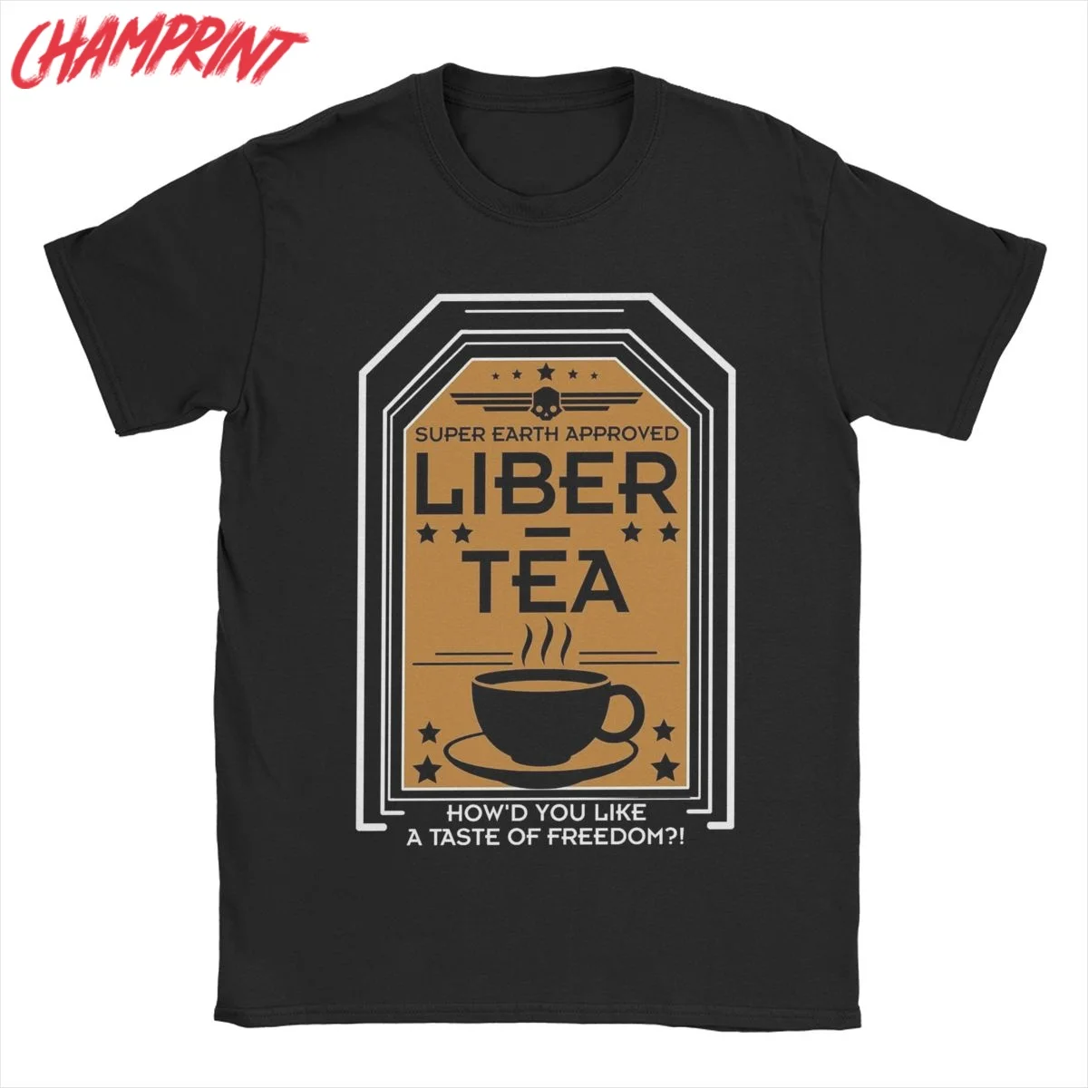 Liber-Tea Helldivers 2 Men T Shirts Vintage Tee Shirt Short Sleeve O Neck T-Shirt Pure Cotton Summer Clothes