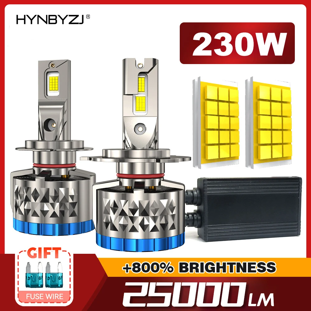 

HYNBYZJ H7 LED 25000LM 230W H4 H11 Car Headlights H8 H1 HB3 9005 HB4 9006 9012 HIR2 H9 auto lights 6000K Turbo Fan Canbus Lamp