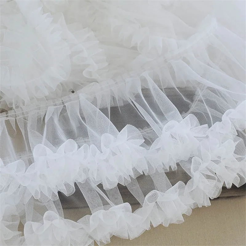 15CM Wide Wrinkled Pleated Mesh 3d Lace Fabric Fringed Ribbon Wedding Dress Princess Skirts Hemlines Ruffle Trim Sewing Decor