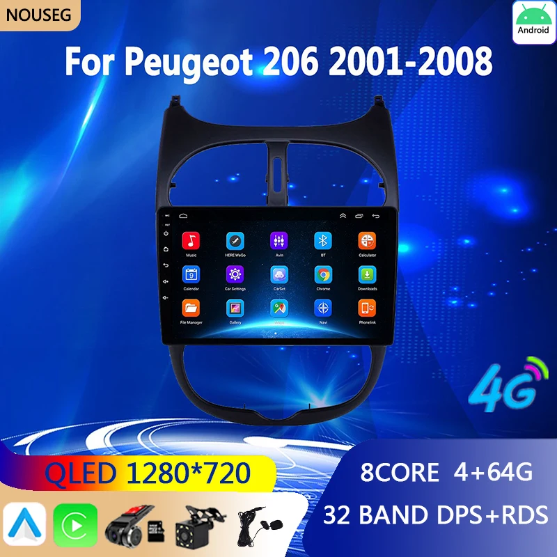 Android Car Radio Multimedia for Peugeot 206 2001-2008 Multimedia Player WIFI Android RDS DSP GPS Navigation Player