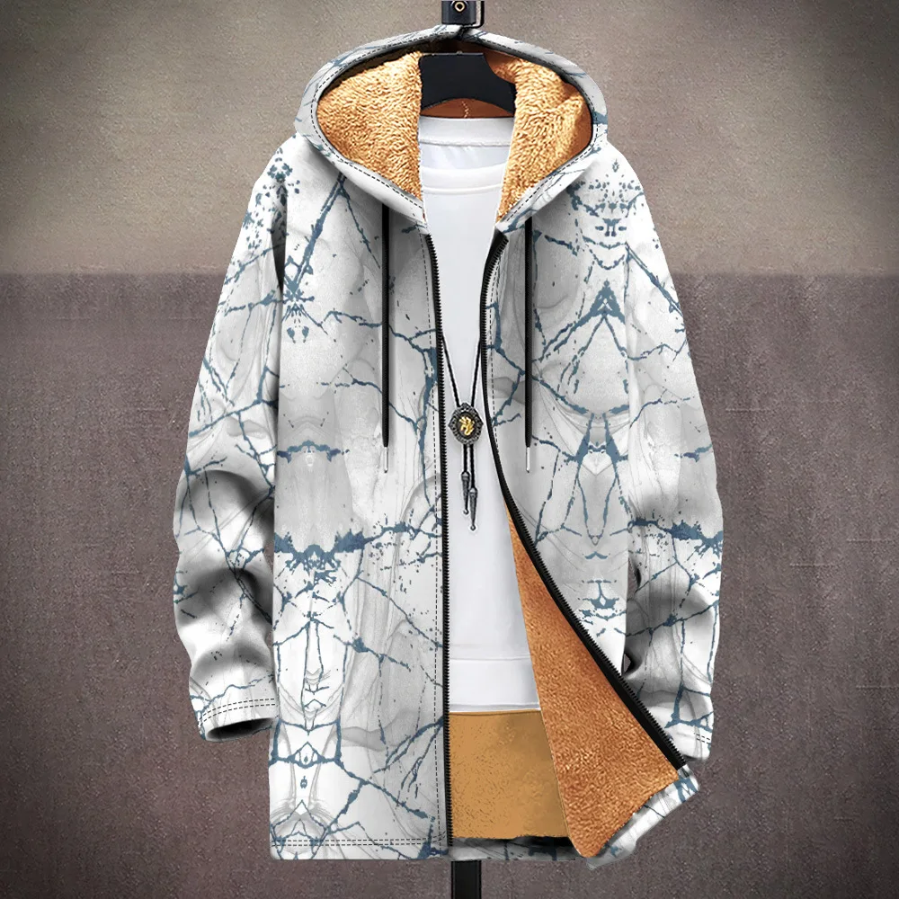 Creative Funny Multi-color pattern 3D Print Winter Long Sleeve Hoodies Zipper Jacket Men Fleece Outerwear Warm Long style Coats