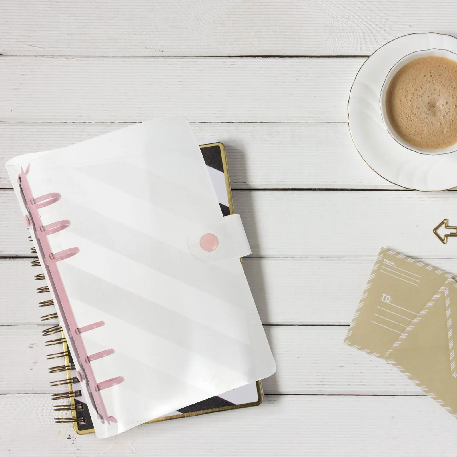 

2pcs A6 PVC Notebook Binder Transparent Loose Leaf Cover Removable Ring File Folder Office Supplies School Accessory