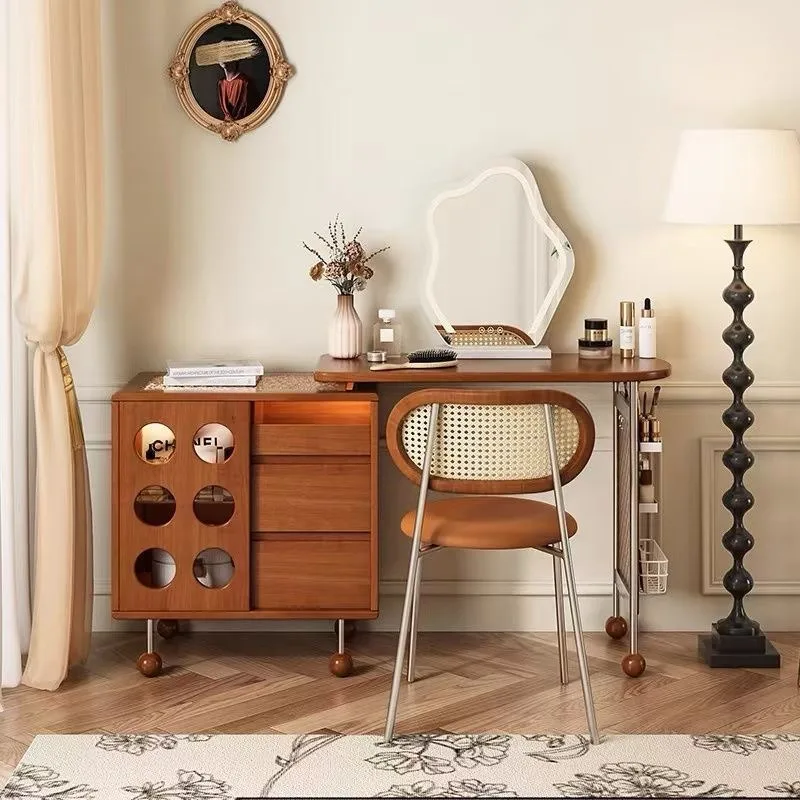 Dresser, makeup mirror, chest, integrated medieval bedroom, bedside storage corner solid wood makeup table