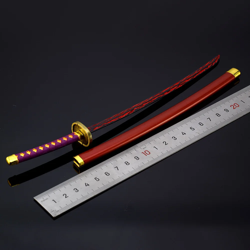26cm periférico de animé Katana Kurosaki Ichigo Ban Kai Zangetsu accesorios de Cosplay cuchillo de Metal modelo espadas samurái juguetes adornos regalos