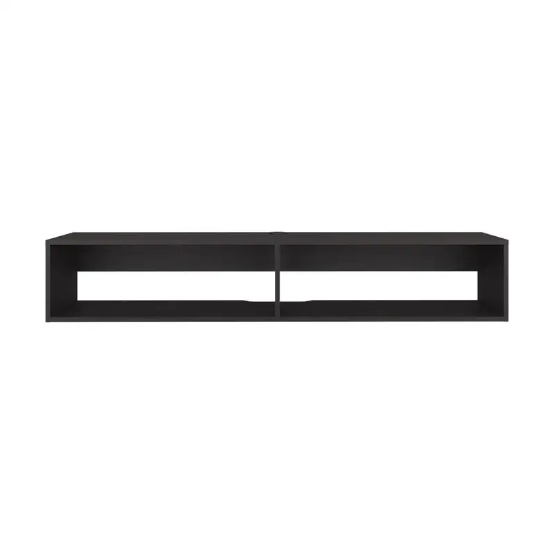 Eco Floating TV Stand with Two Rectangular Shelves in Black Wenge Finish