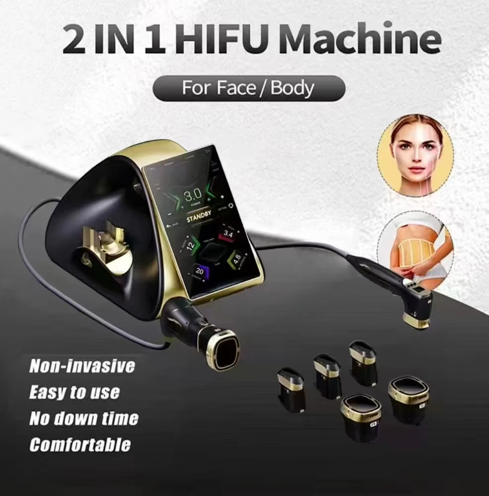 2 In 1 22D HIFU Beauty Machine Non-invasive Face Lifting Skin Tightening Body Contouring Equipment for Salon
