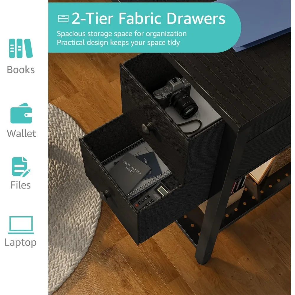 مكتب كمبيوتر حديث للكتابة البسيط مقاس 47 بوصة مع أدراج قماش للاستخدام في المكاتب المنزلية