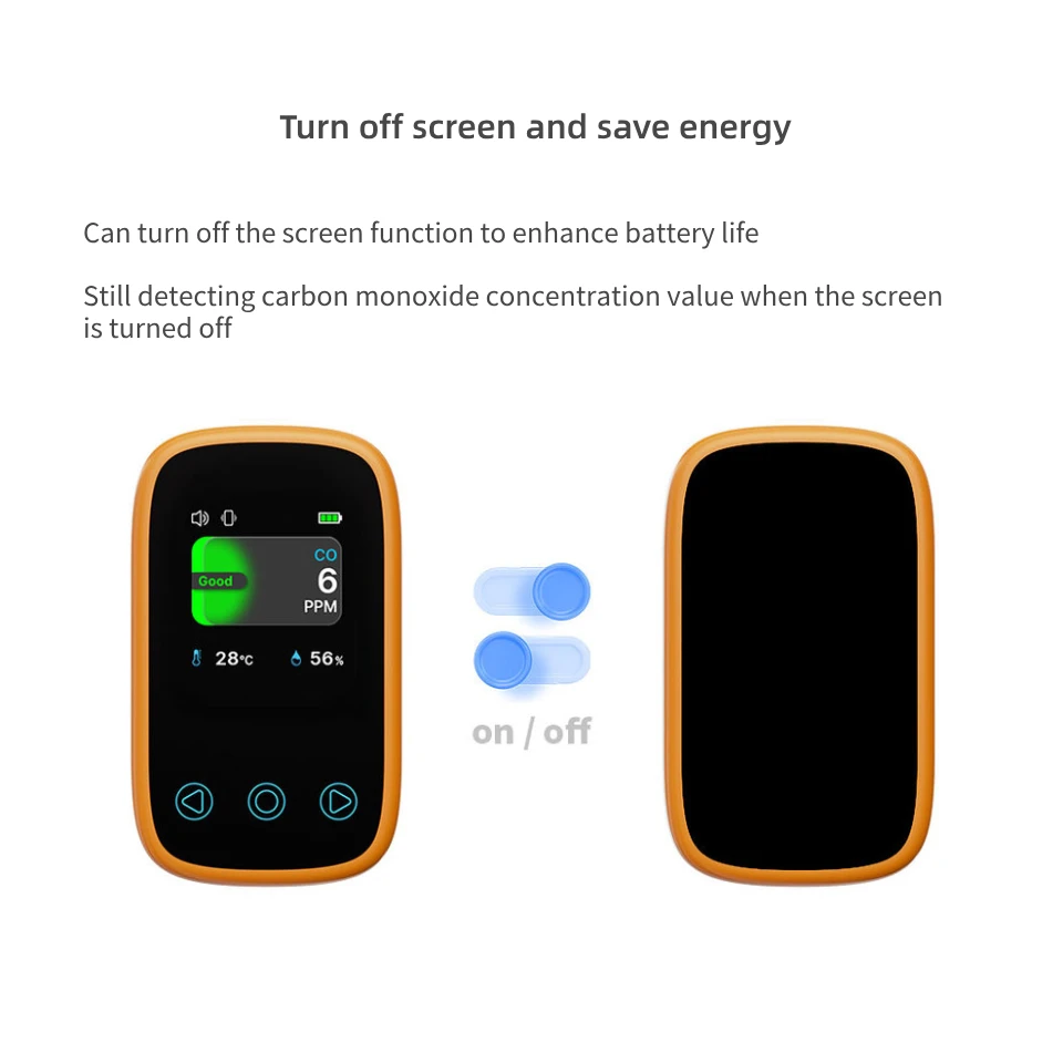 Carbon monoxide detector Temperature and humidity detection Compact body Easy to carry air quality monitoring CO range 0~999 PPM