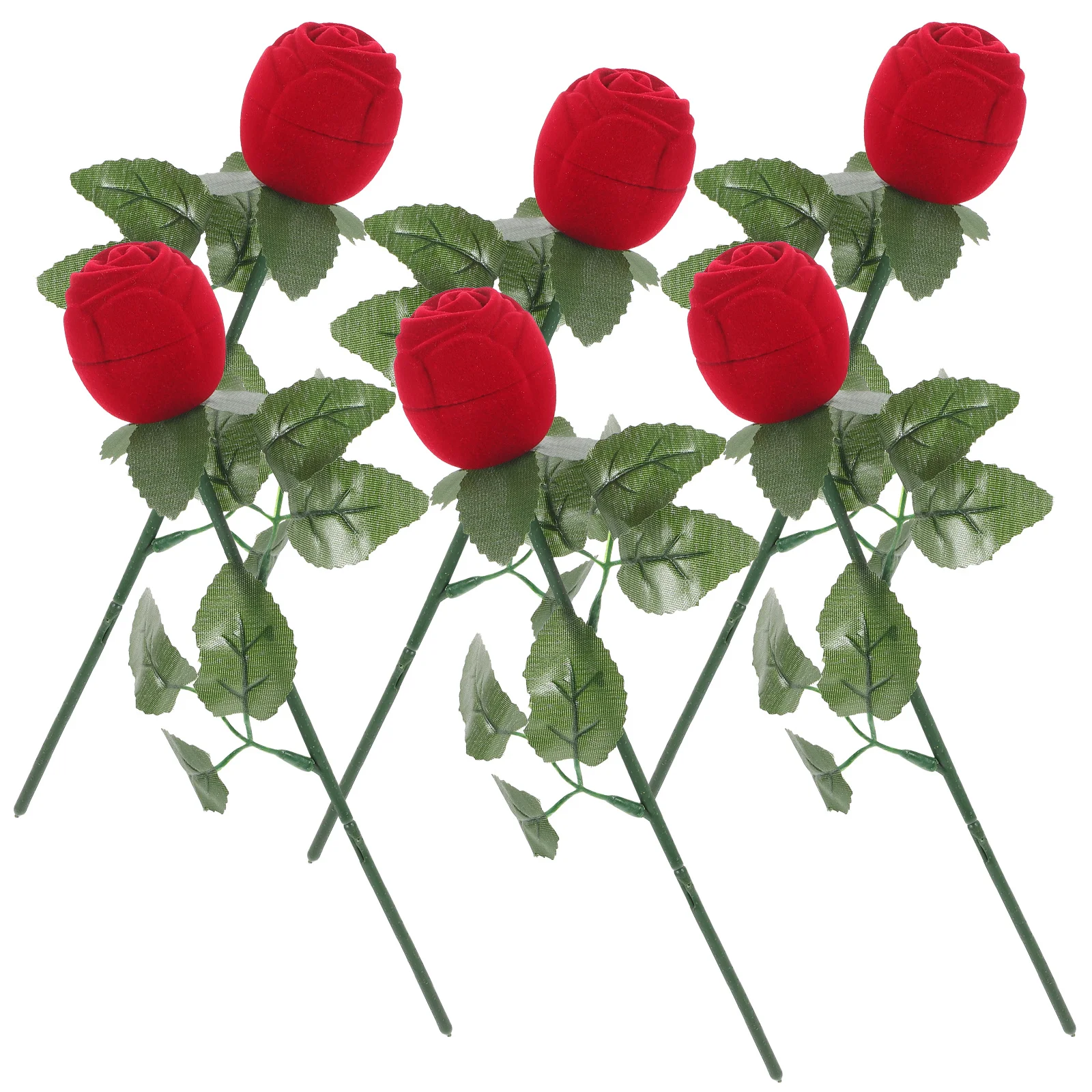 10Pcs Romantic Flower Ring Box Red Rose Shaped Engagement Wedding Ring Jewelry Gift Case Proposal Valentine's Day
