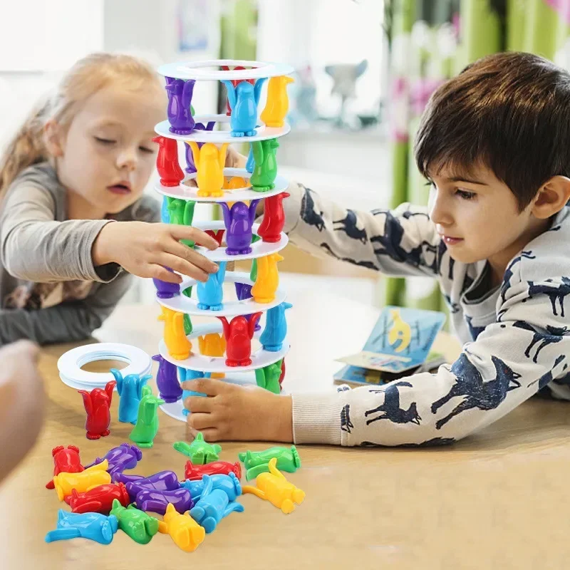 Penguin Tower Collapse Balance Game Toy For Children Party Family Funny Games Crazy Penguin Crash Tower Toy Table Games