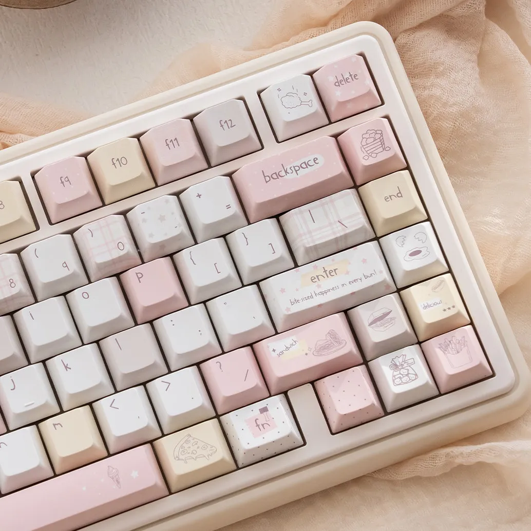 URE 129 Keys Enengy Boost Keycaps Cherry Profile Dye-Sub PBT Keycaps Pink Korean Key Caps For MX Cherry Mechanical Keyboard