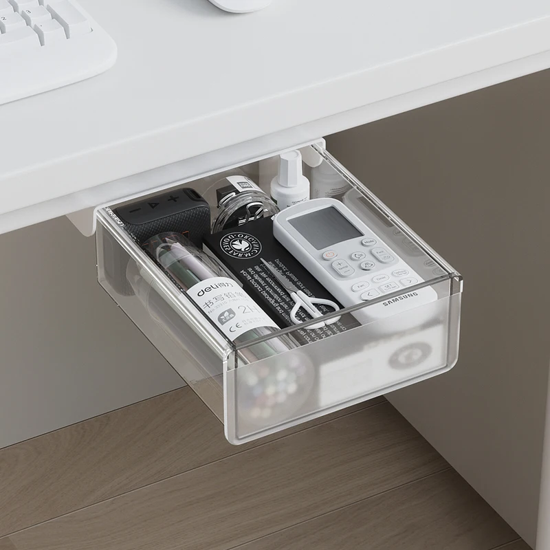 

Выдвижной ящик под столом с плавным выдвижением, скрытое хранилище, подходит для кабелей, зарядных устройств, наушников, скрепок и мелких канцелярских принадлежностей.