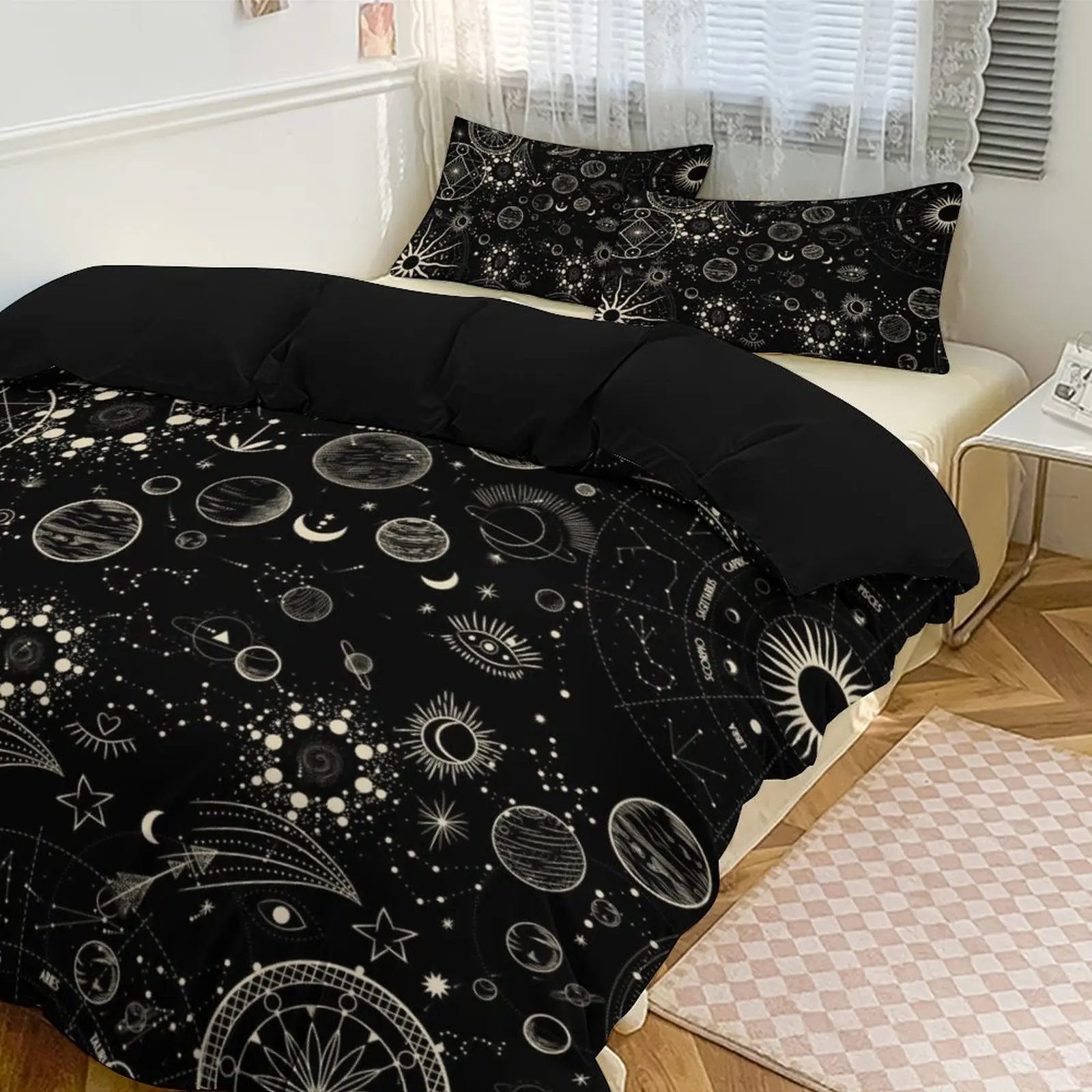 

Black Thickened Bedding Set, Skin - Friendly Fabric, Duvet Cover + 2 Pillowcases