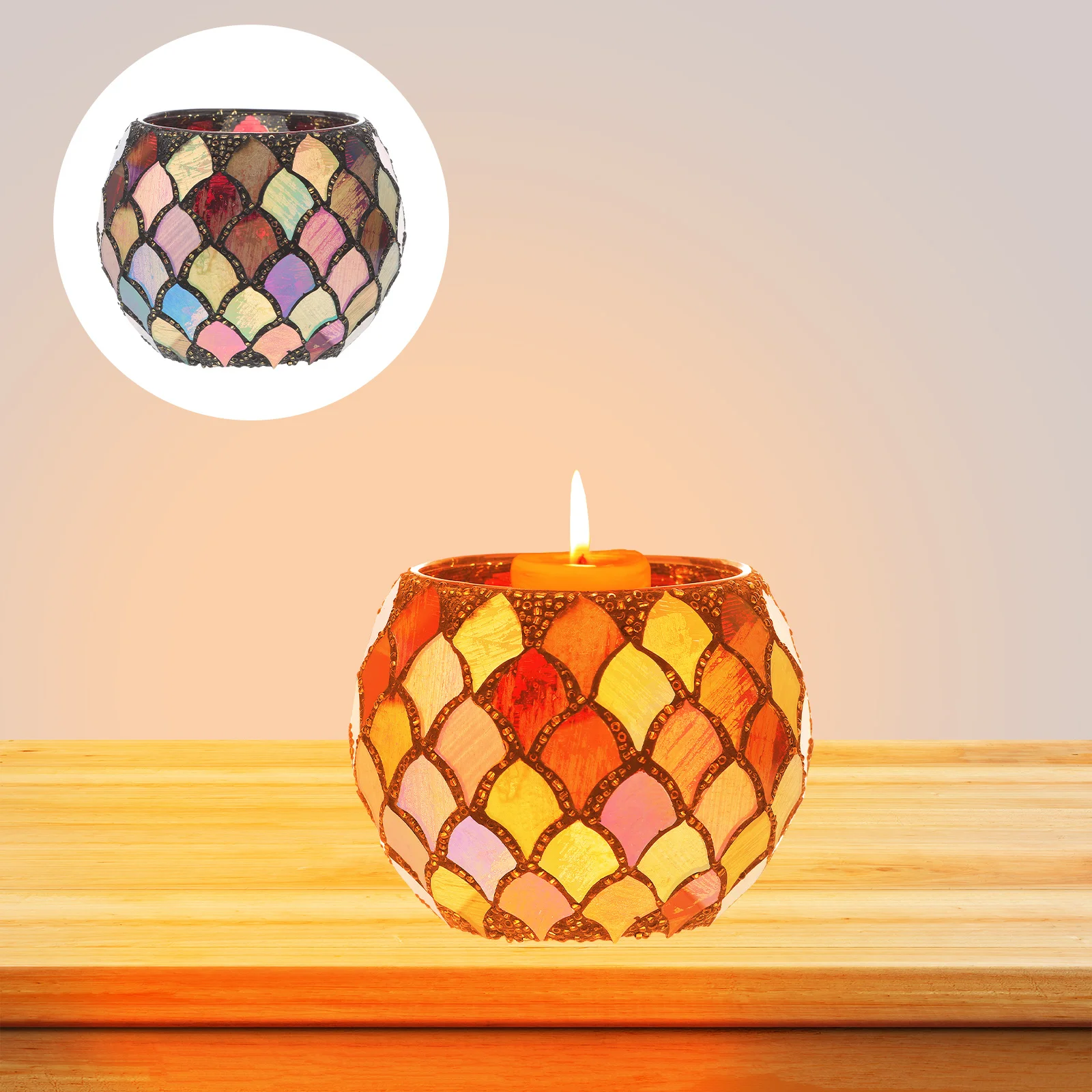 

Glass Holder Decorative Mosaic Tea Light Holder for Home Bedroom Dining Room Living Room Office Wedding Centerpiece