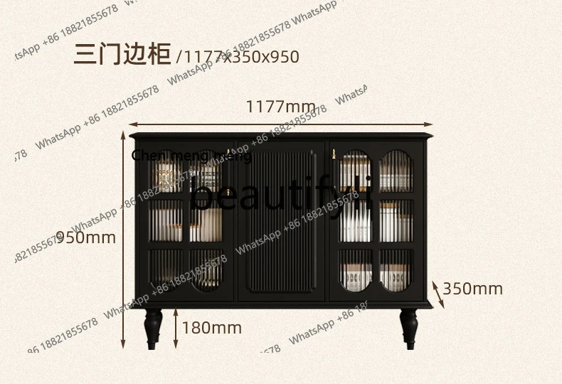 Solid wood dining side cabinet French cream style living room storage cabinet new small apartment locker householdH