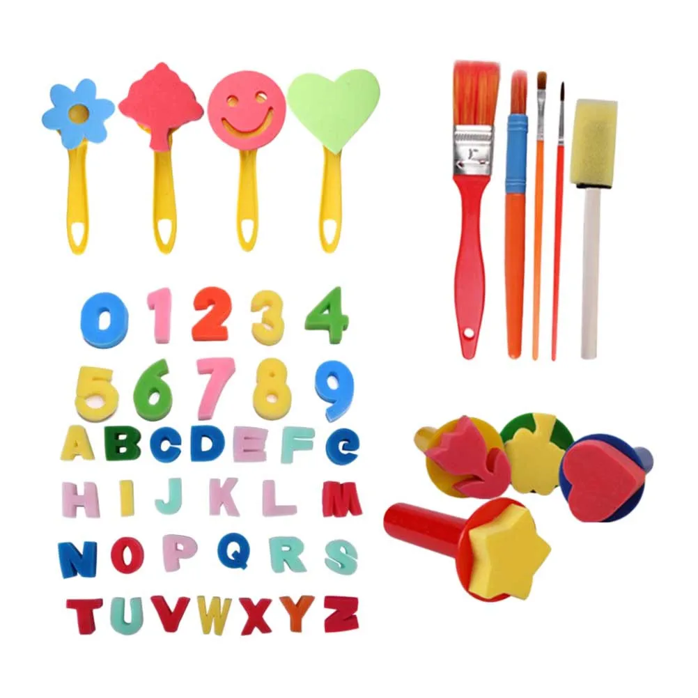 49 pçs kit de pintura esponja criativa para crianças diy arte artesanato ferramenta carimbo lavável diversão atividade desenho educacional presente