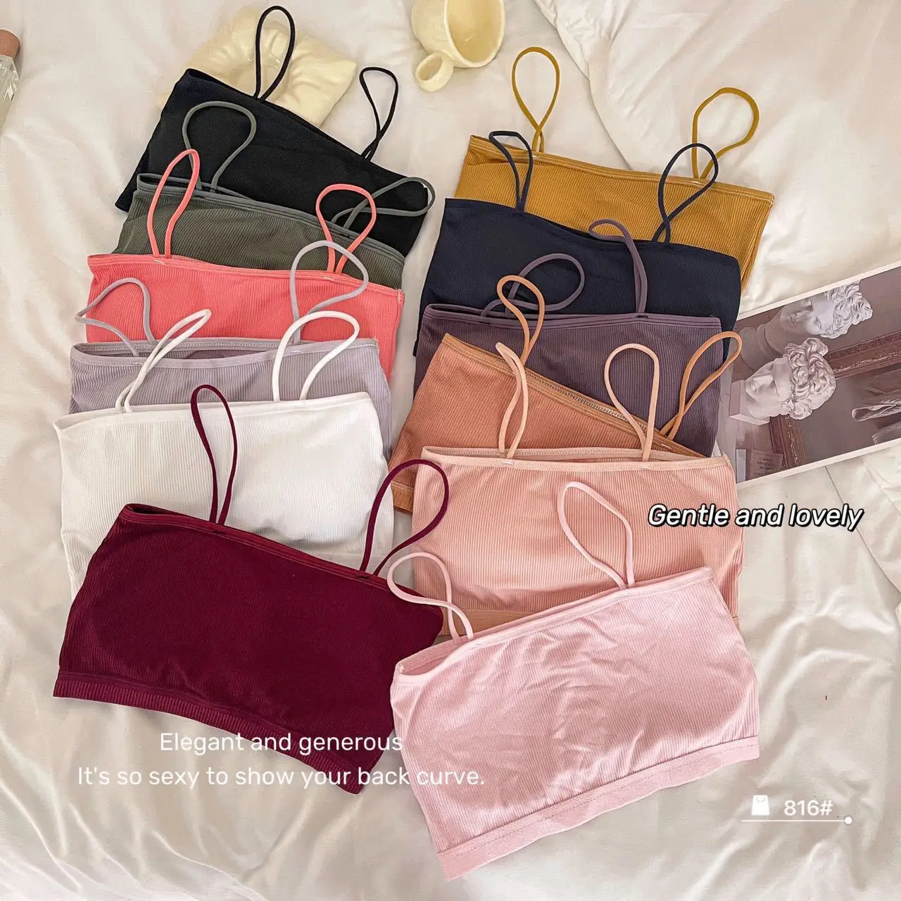 

Gather underwear, women with breast pads, detachable camisole, small vest, chest wrap, base, strapless, sexy bra without steel