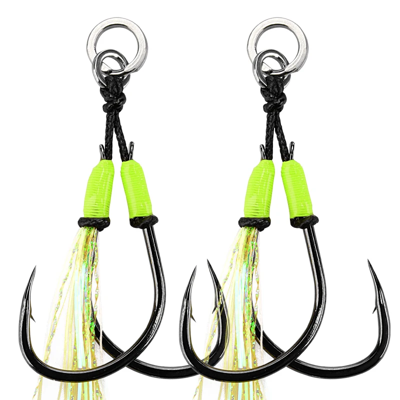 magna tackle SLJTN-GTL  assist Hooks Stainless Steel Optopus Rolled In Jigging Assist Fishing Hooks with Glow Tassels