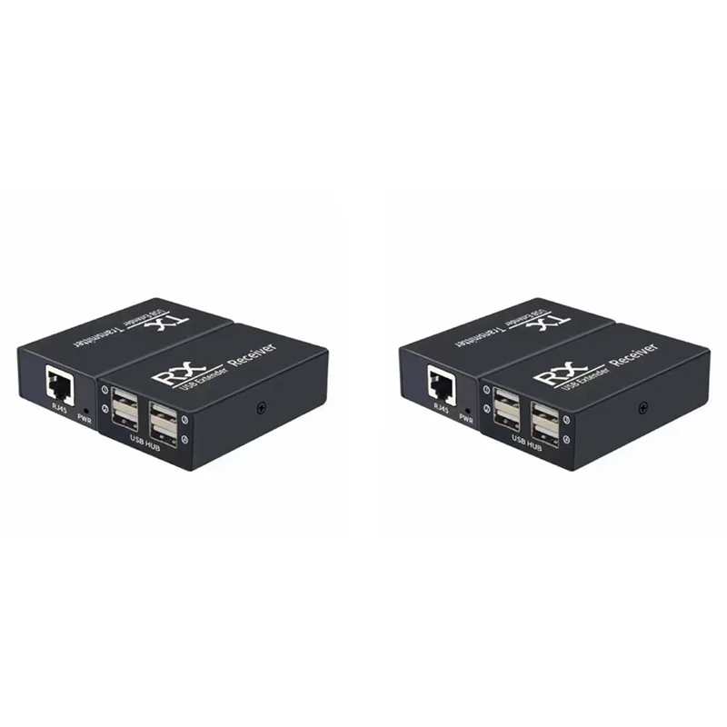 2 個 120M USB エクステンダー 4 ポート USB1.1 ハブエクステンダー RJ45 イーサネット USB UTP 延長トランスミッターレシーバー-EU プラグ-BCBW