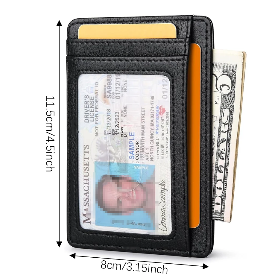 Slim Minimalist Front Pocket RFID Blocking Leather Wallets for Men and Women