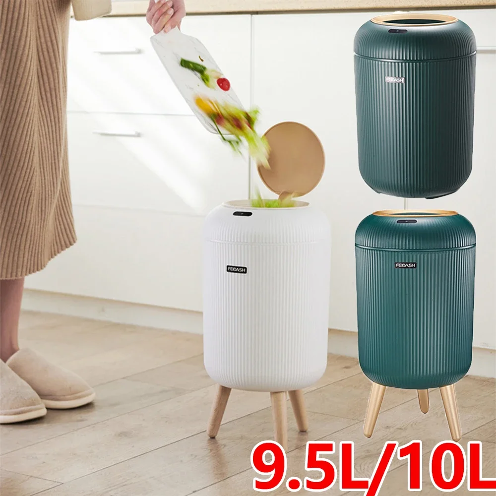 9.5L/10L Smart Dustbin Non-slip Footbed Automatic Sensor Wastebasket Trash Can Dispenser with Lid for Home Kitchen Trash Bin