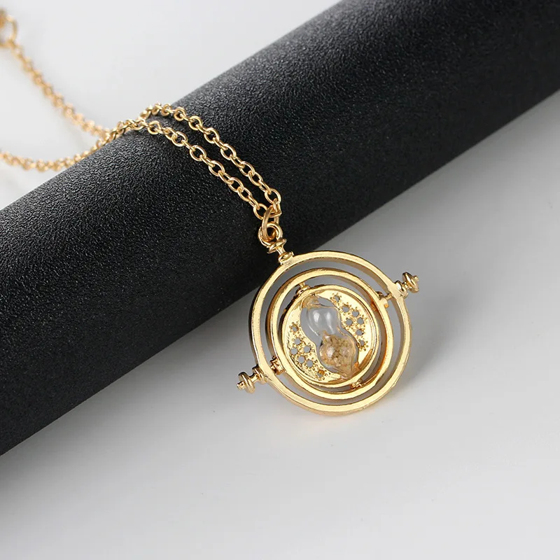 European and American Creative Jewelry Hollow Carving of Stars Rotating Hourglass Necklace Sweater Chain Time Converter Necklace