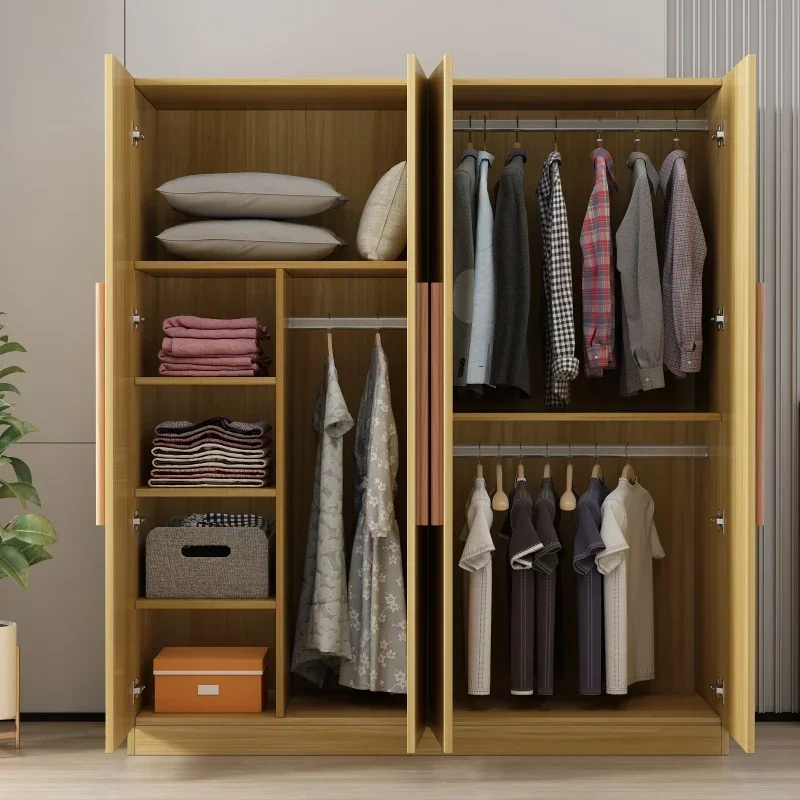 2026 Wardrobe household bedroom adult children small apartment simple modern solid wood simple cabinet for rental housing