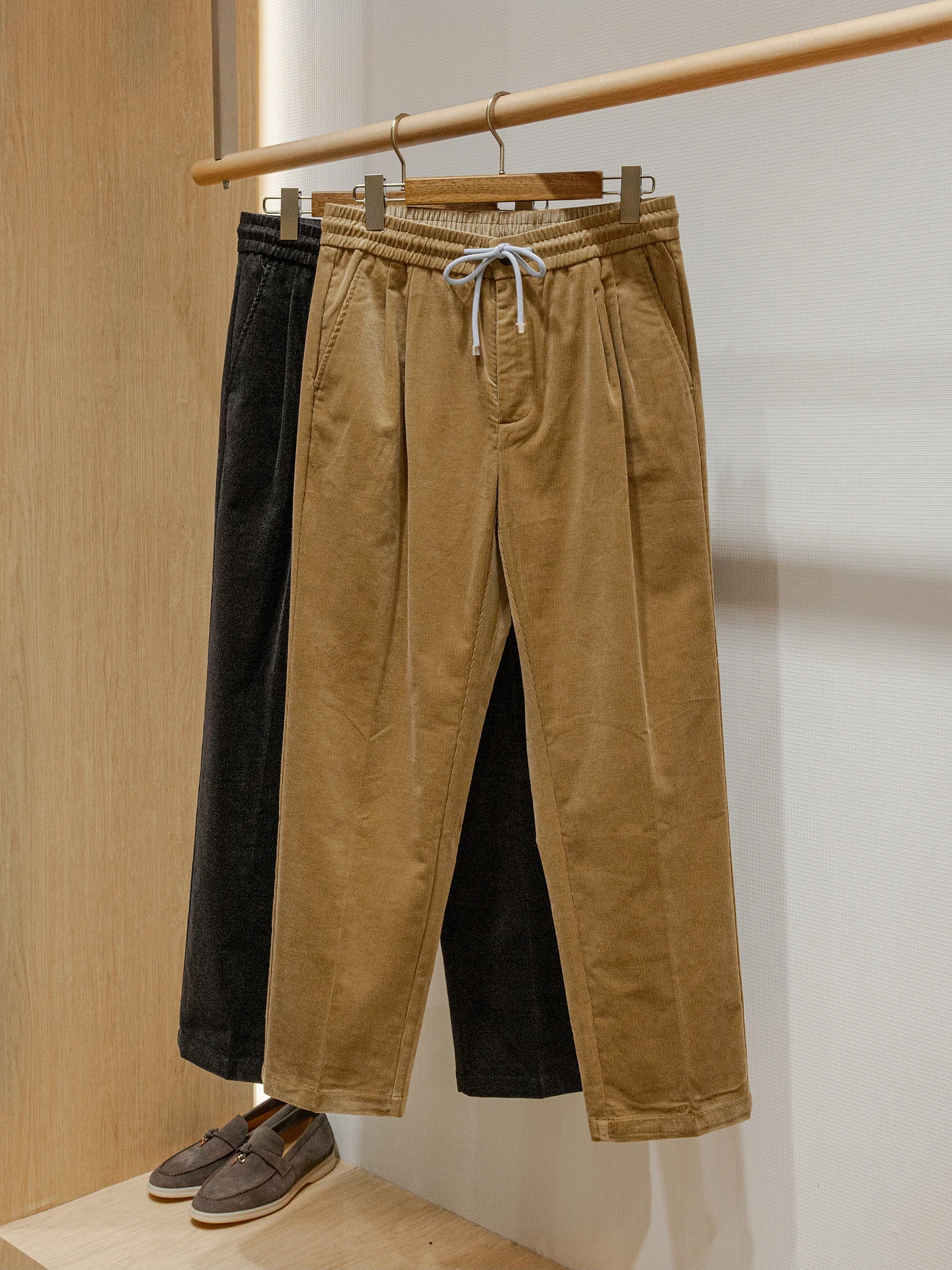 

BC Cotton Blended Men's Elastic Waist Corduroy Straight Casual Pants