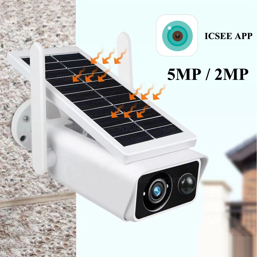 

ICSEE 5MP WiFi Camera Solar Powered 2MP Battery Camera Home Surveillance IP66 Waterproof Outdoor Wireless Security Camera