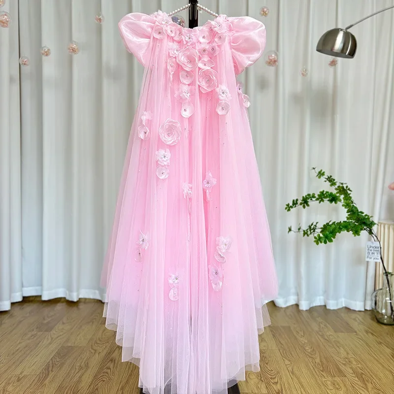 Princess Girls Communion Dress Children Wedding Bridesmaid Dresses Kids Tulle Boutique Ball Gowns Pageant Performance Vestidos